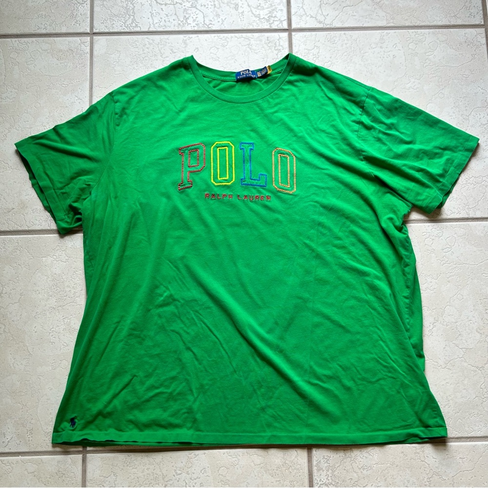 Polo Ralph Lauren Men’s T-Shirt Size 3XLT Green Short Sleeve Logo Small Hole